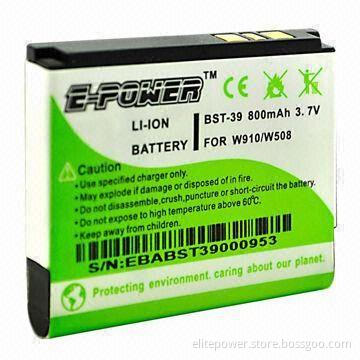 Mobile Phone Battery with 800mAh Capacity, BST-39 for Sony Ericsson C902c, G702, R300 and W380c